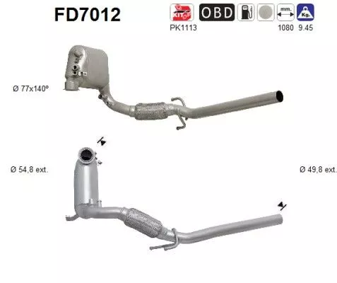 Roet-/deeltjesfilter, uitlaatsysteem AS FD7012)