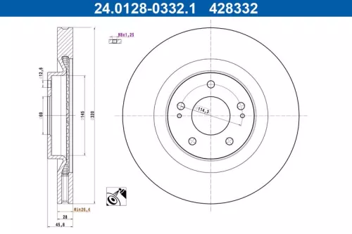 Remschijf ATE 24.0128-0332.1)