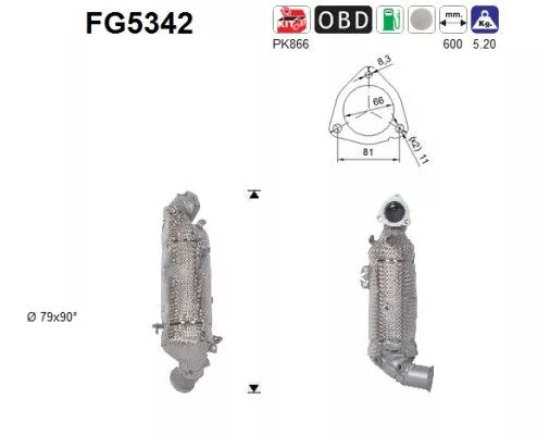 Roet-/deeltjesfilter, uitlaatsysteem AS FG5342)