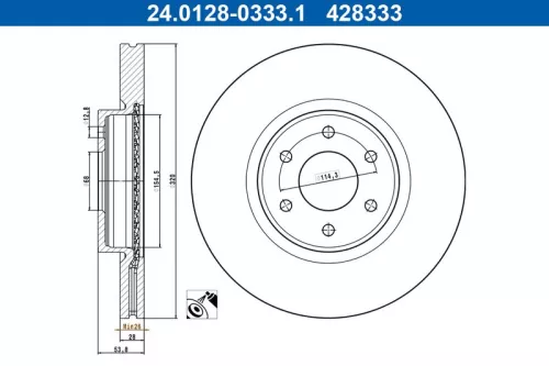 Remschijf ATE 24.0128-0333.1)
