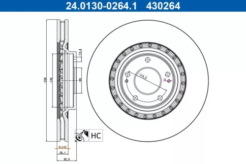 Remschijf ATE 24.0130-0264.1)