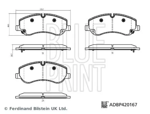 Remblokkenset, schijfrem BLUE PRINT ADBP420167)