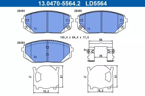Brake Pad Set, disc brake ATE 13.0470-5564.2)