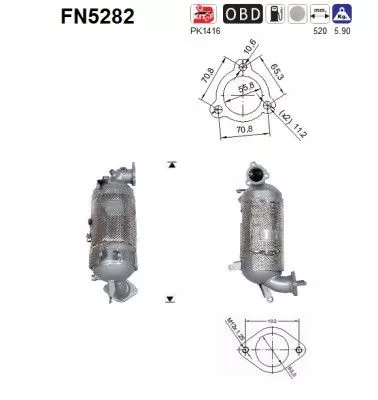 Roet-/deeltjesfilter, uitlaatsysteem AS FN5282)