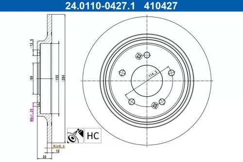 Remschijf ATE 24.0110-0427.1)