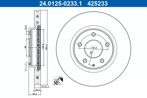Remschijf ATE 24.0125-0233.1)