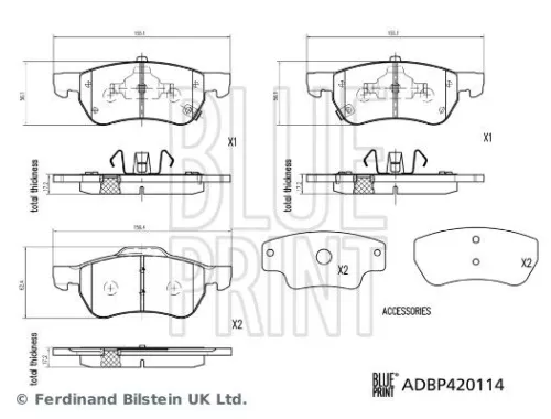 Remblokkenset, schijfrem BLUE PRINT ADBP420114)