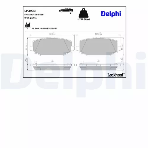 Remblokkenset, schijfrem DELPHI LP3933)