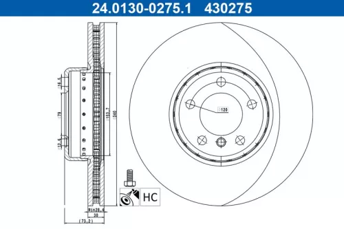 Remschijf ATE 24.0130-0275.2)