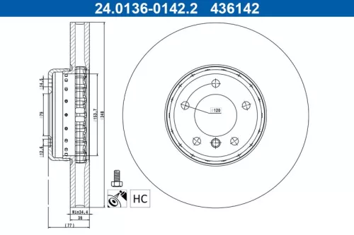 Remschijf ATE 24.0136-0142.2)