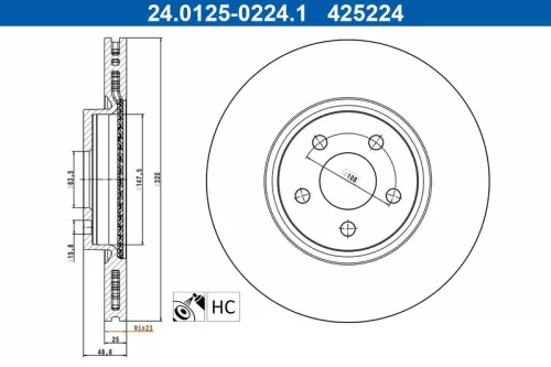 Remschijf ATE 24.0125-0224.1)