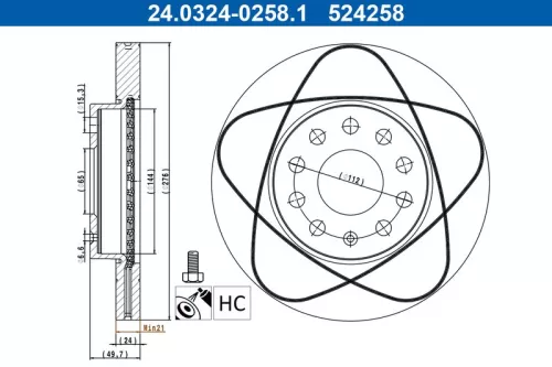 Brake Disc ATE 24.0324-0258.1)