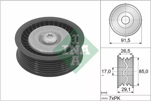 Ombuigings-/geleidingspoelie, V-geribbelde riem Schaeffler INA 532 1181 10)