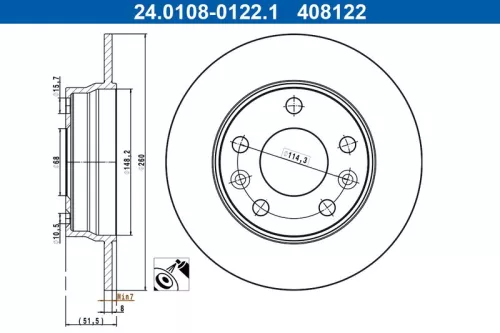 Remschijf ATE 24.0108-0122.1)
