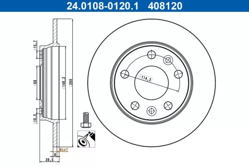 Remschijf ATE 24.0108-0120.1)