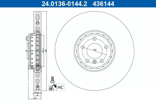 Remschijf ATE 24.0136-0144.2)