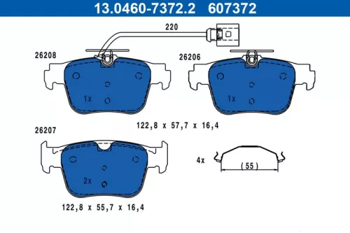 Brake Pad Set, disc brake ATE 13.0460-7372.2)