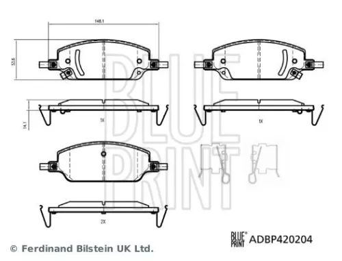 Remblokkenset, schijfrem BLUE PRINT ADBP420204)