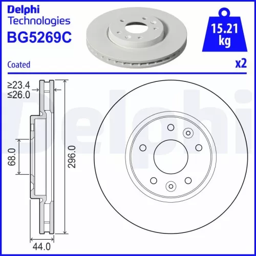 Remschijf DELPHI BG5269C)