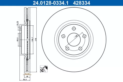 Remschijf ATE 24.0128-0334.1)