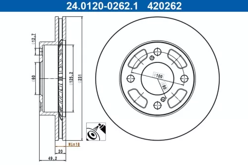 Remschijf ATE 24.0120-0262.1)